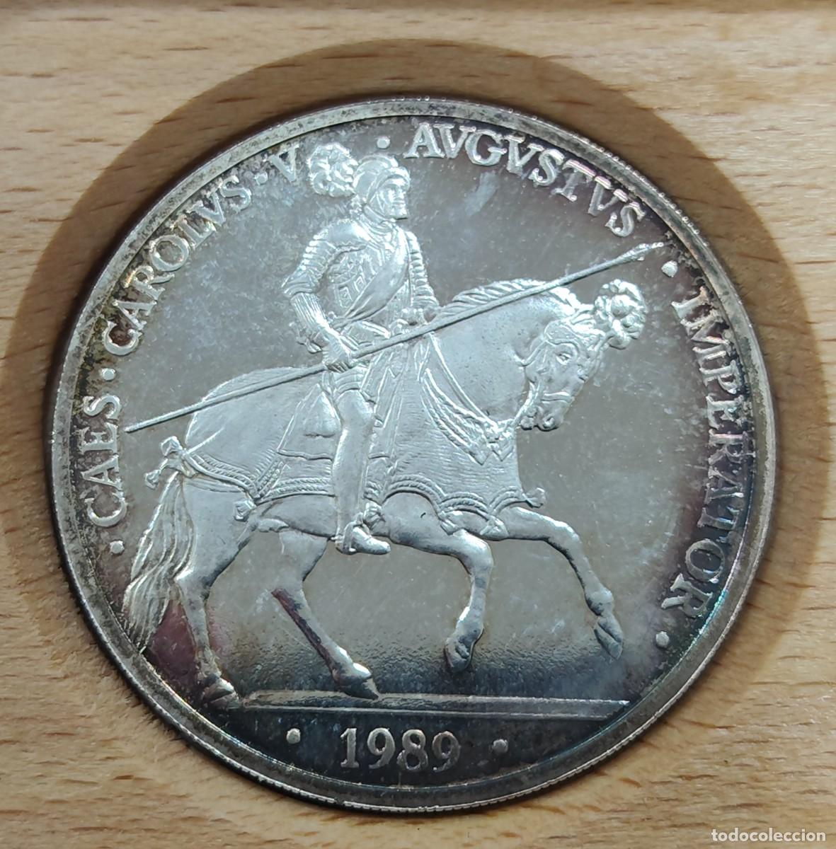 Euros: ESPA&Ntilde;A A&Ntilde;O 1989 5 ECUS PLATA &rdquo; CARLOS V &rdquo;