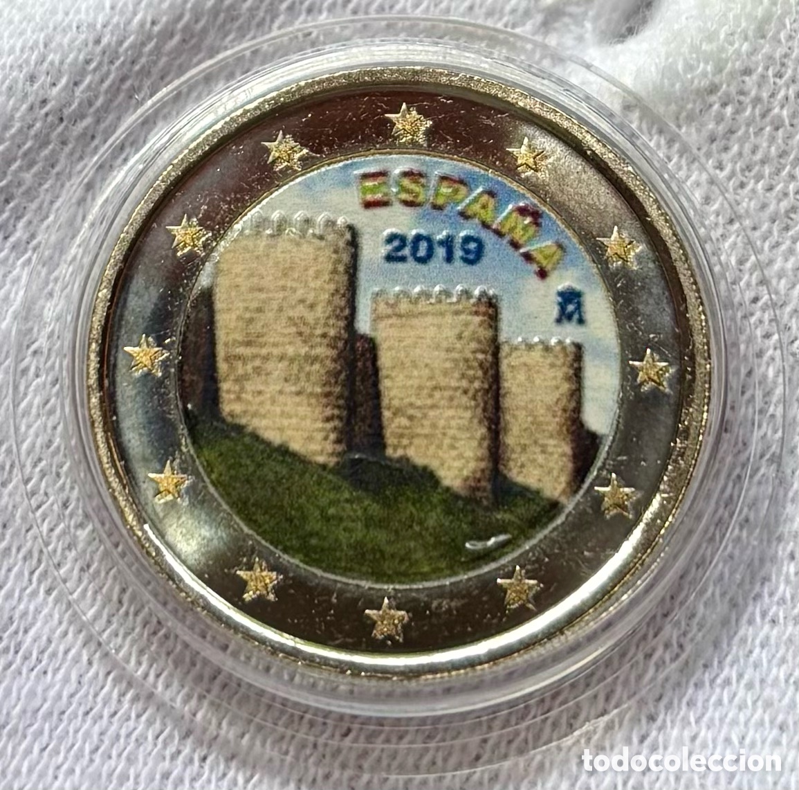 Euros: Moneda 2 Euros 2019 SC Coloreada Muralla Avila. Euro &euro; Conmemorativa Color. Espa&ntilde;a