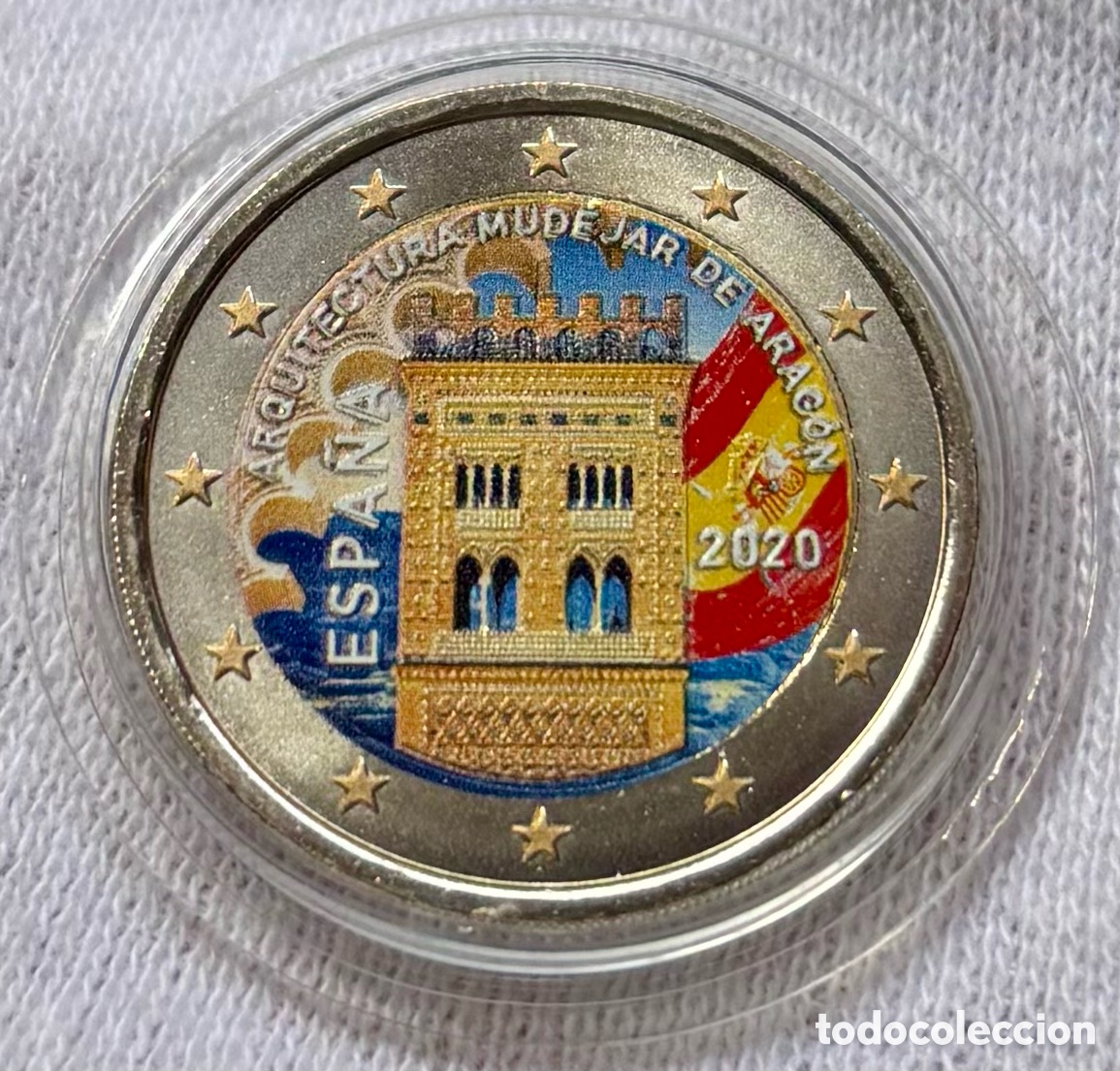 Euros: Moneda 2 Euros 2020 SC Coloreada Mudejar. Euro &euro; Conmemorativa Color Espa&ntilde;a