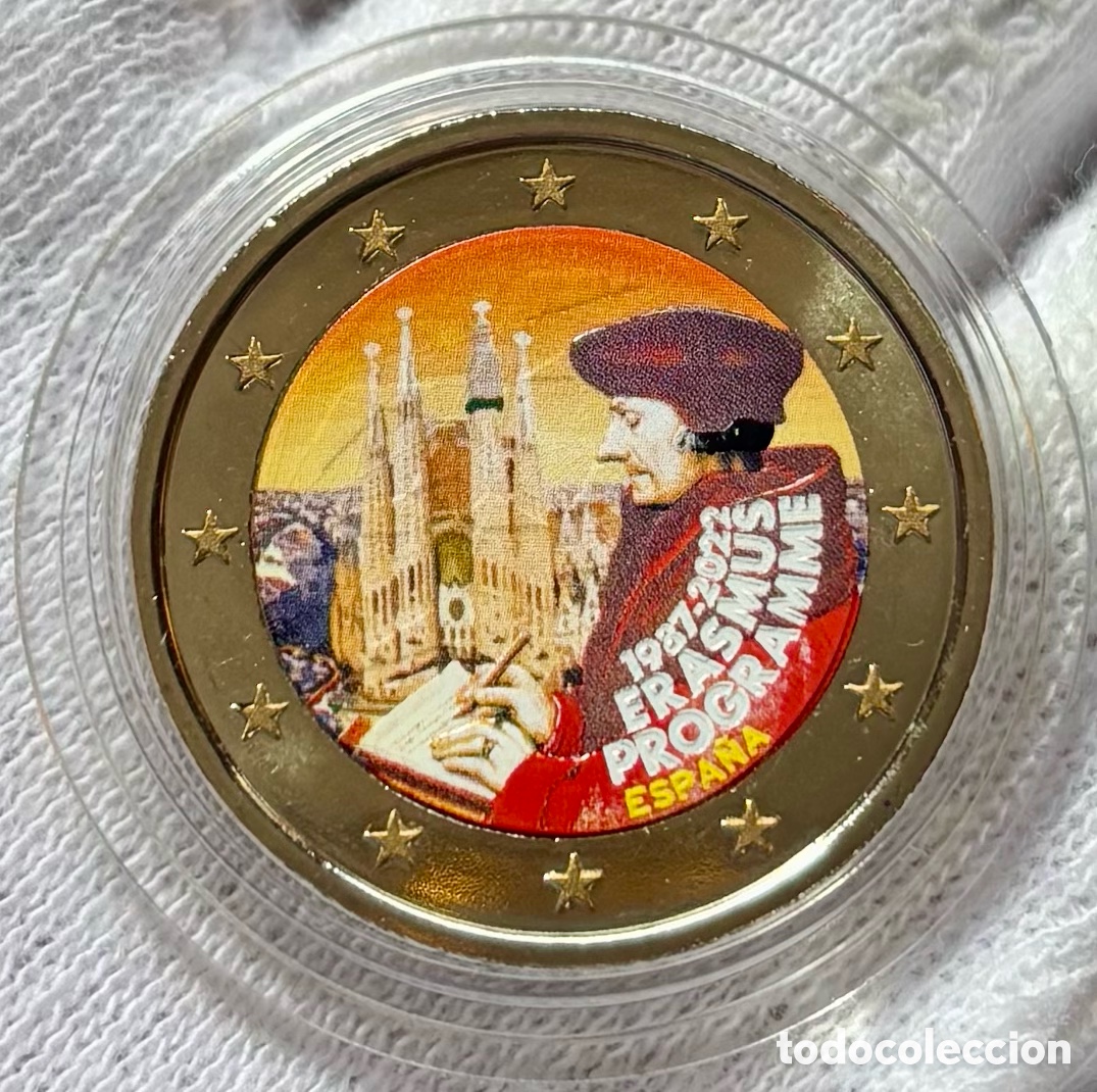 Euros: Moneda 2 Euros 2022 SC Coloreada Erasmus. Euro &euro; Color 1 Conmemorativa Espa&ntilde;a