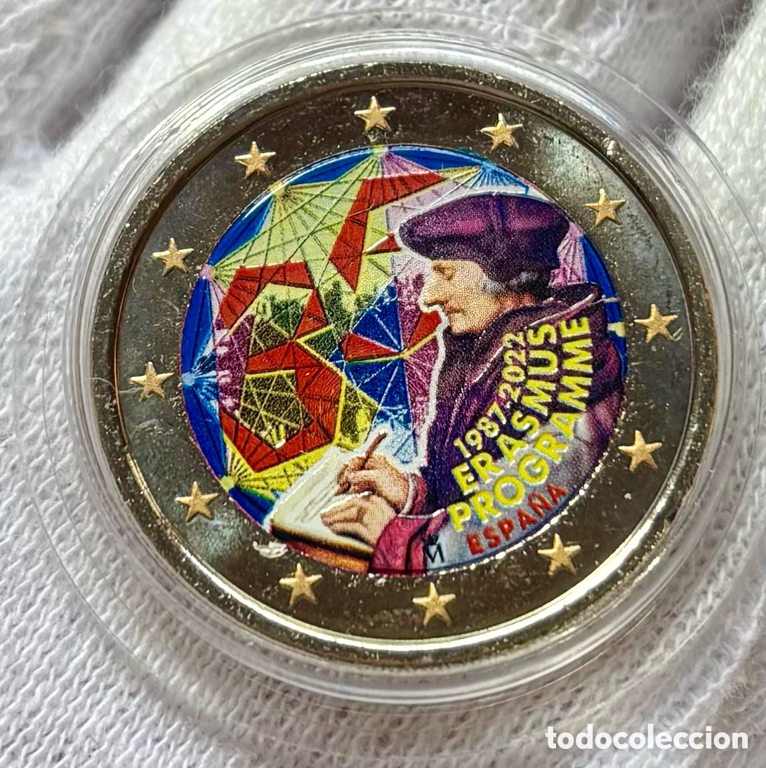 Euros: Moneda 2 Euros 2022 SC Coloreada Erasmus. Euro &euro; Color 2. Conmemorativa Espa&ntilde;a
