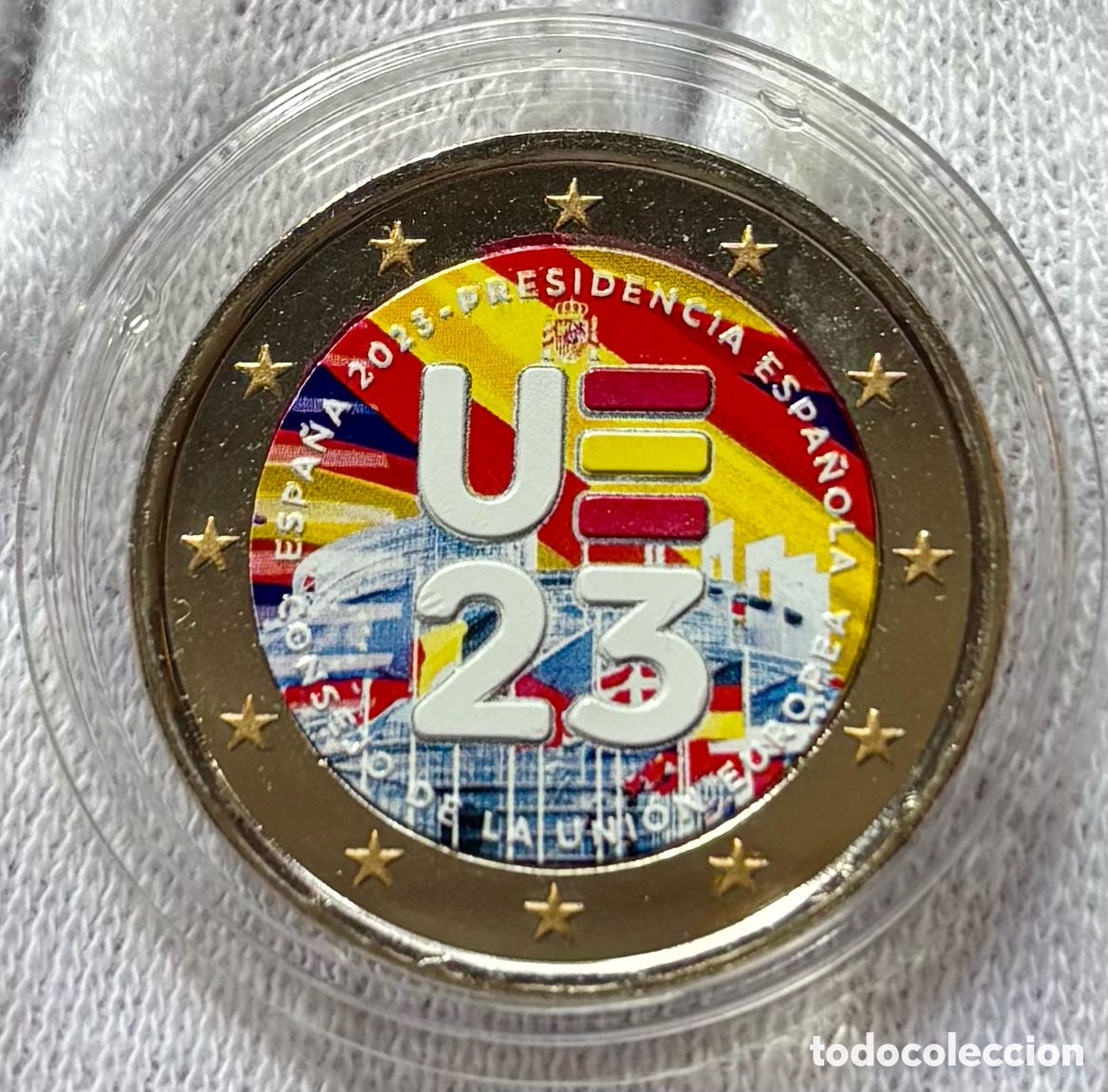 Euros: Moneda 2 Euros 2023 SC Coloreada Presidencia. Euro &euro; Color Conmemorativa Espa&ntilde;a