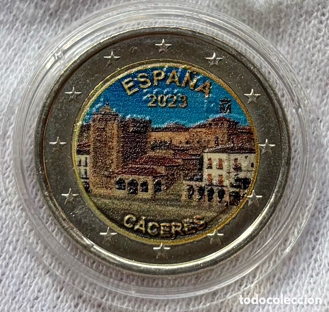 Euros: Moneda 2 Euros 2023 SC Coloreada C&aacute;ceres. Euro &euro; Color 2. Conmemorativa Espa&ntilde;a