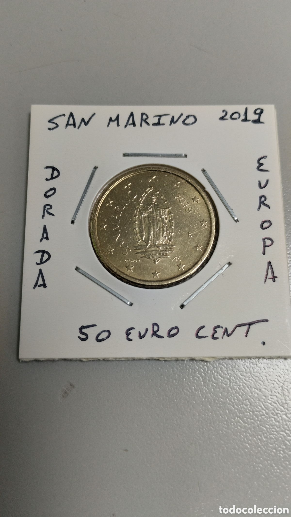 Euros: Moneda 50 euro cent San Marino a&ntilde;o 2019 mbc encartonada