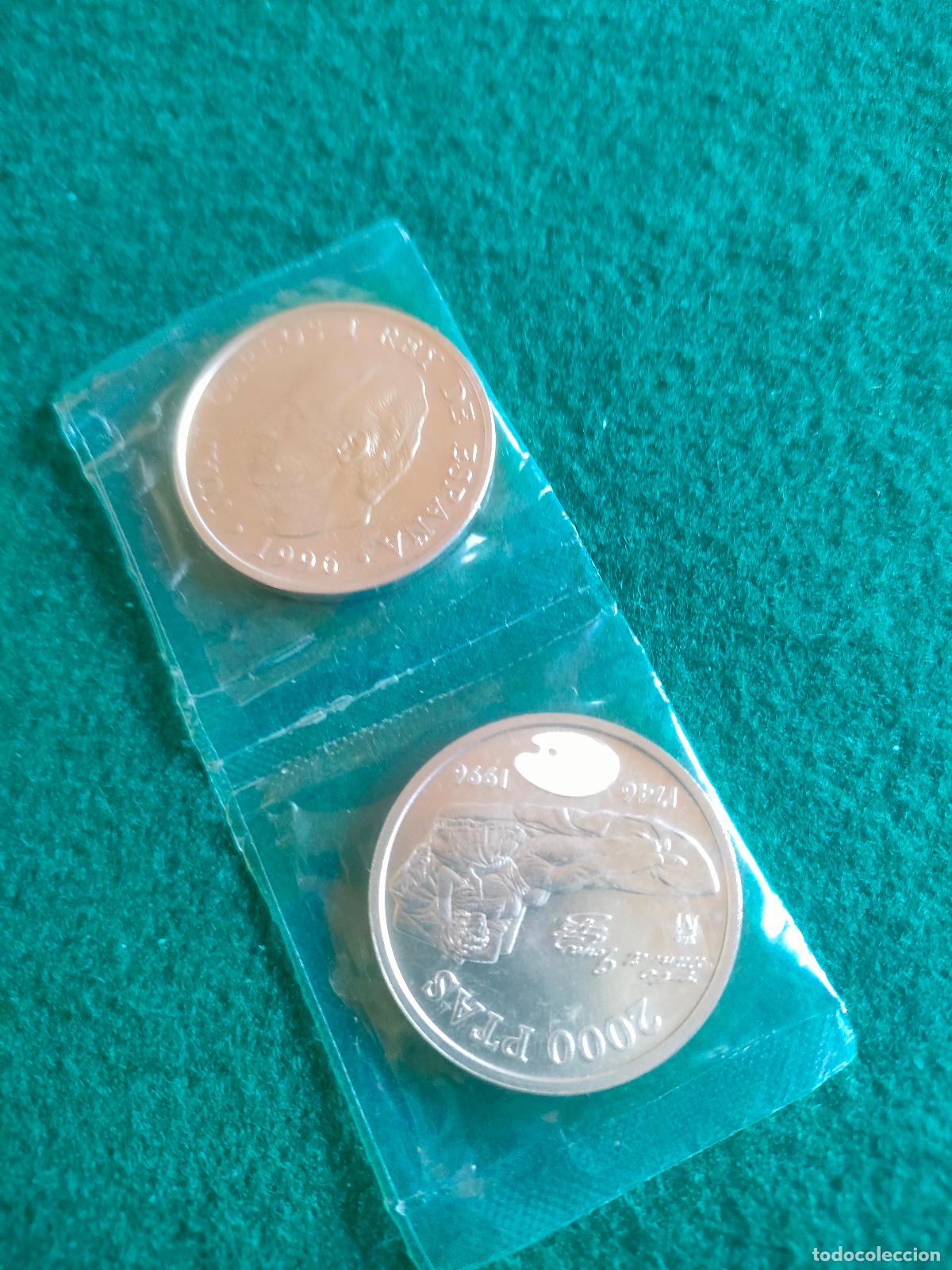 Euros: 2 MONEDAS DE PLATA DE 2000 PTAS DE 1996 - Foto 2