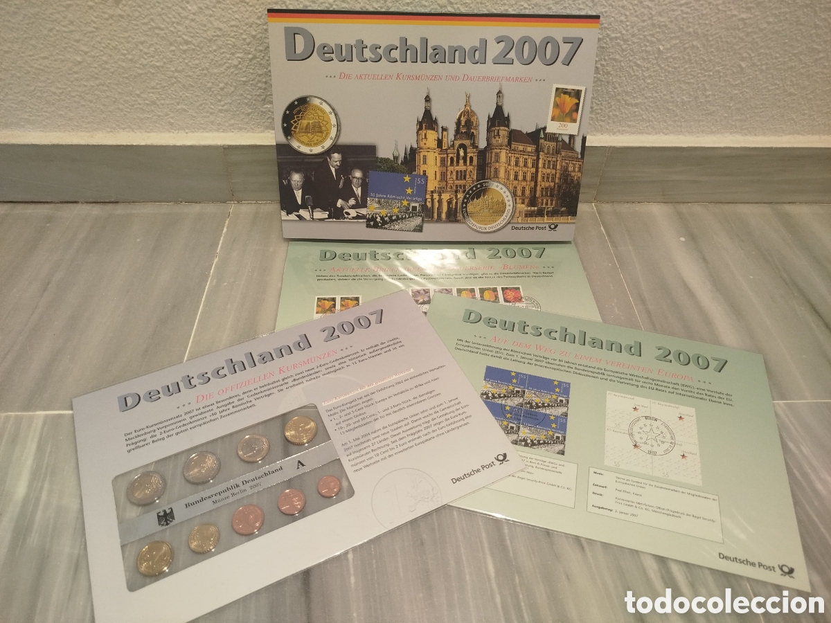 Euros: Carpeta Conmemorativa Alemania 2007 &bull; Sellos y 2 Euros Castillo de Schwerin
