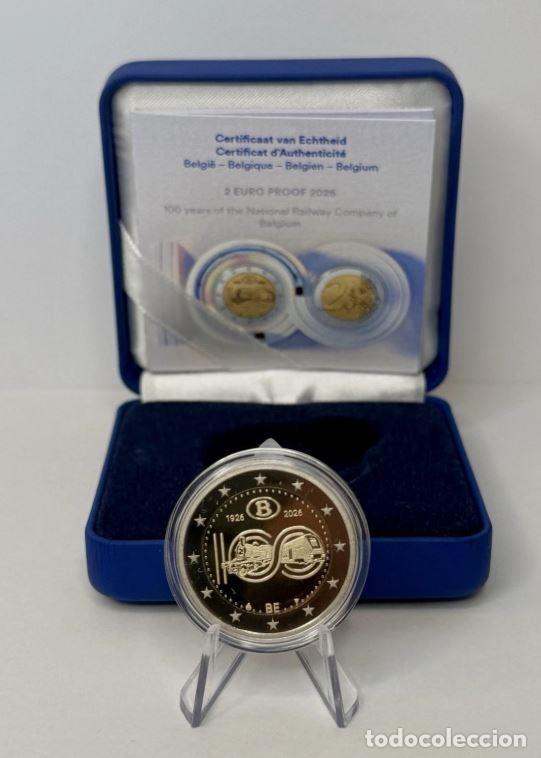 Euros: BELGICA 2 EUROS 2026 PROOF - CONM. 100 AN.FERROCARRILES ESTATALES - EN ESTUCHE -