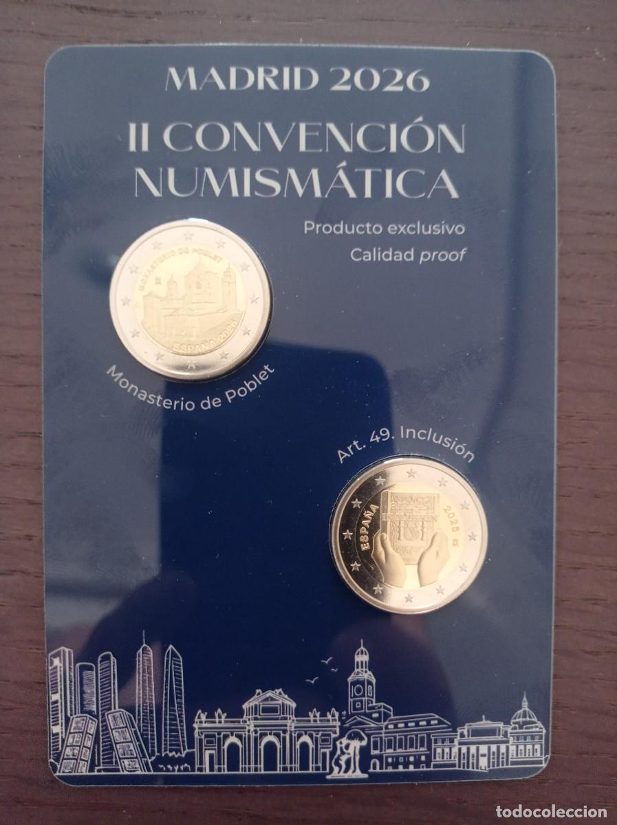 Euros: 2 MONEDAS 2 EUROS. COIN. MADRID 2026. II CONVENCI&Oacute;N NUMISM&Aacute;TICA. PRODUCTO EXCLUSIVO. CALIDAD PROOF
