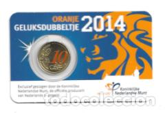 Euros: HOLANDA 2014. COINCARD CON MONEDA DE LA SUERTE DE 10 CENTIMOS DE COLOR NARANJA.