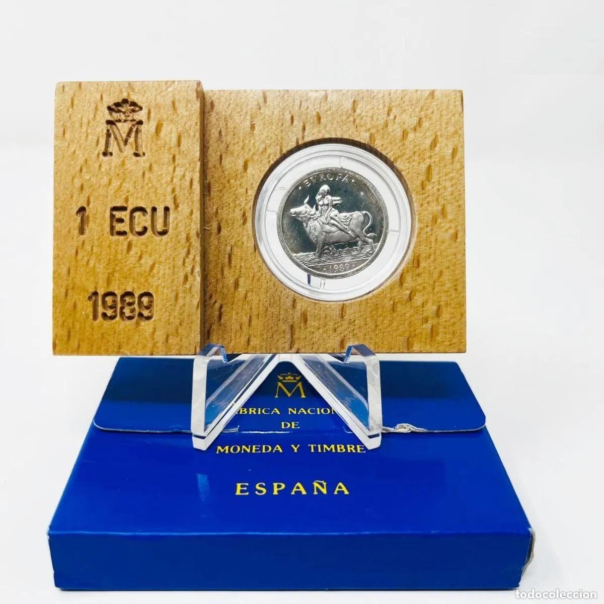 Euros: ESPA&Ntilde;A 1 Ecu 1989 rapto de Europa X#M23 1/5 Onza Troy - Flor de Cu&ntilde;o con estuche y certificado