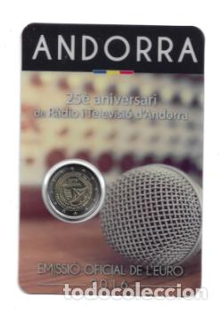 Euros: ANDORRA 2016. COINCARD DE 2 &euro; DEL 25&ordm; ANIVERSARIO DE LA RADIO Y TELEVISION DE ANDORRA.