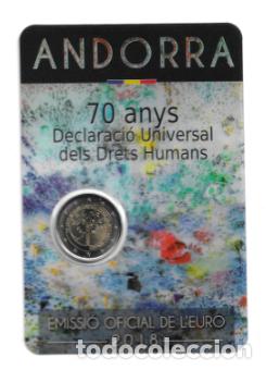 Euros: ANDORRA 2018. COINCARD DE 2 &euro; DE LOS 70 A&Ntilde;OS DE LA DECLARACION DE LOS DERECHOS HUMANOS.