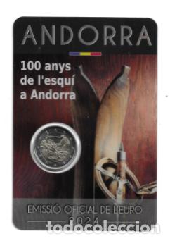 Euros: ANDORRA 2024. COINCARD DE 2 &euro; DE LOS 100 A&Ntilde;OS DEL ESQUI EN ANDORRA.