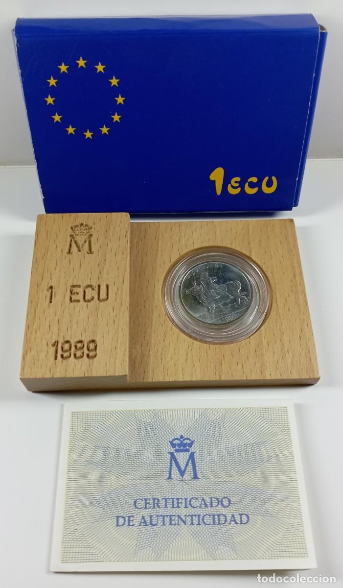 Euros: Moneda de Espa&ntilde;a 1 ecu de 1989 Rapto de Europa de plata (con estuche)