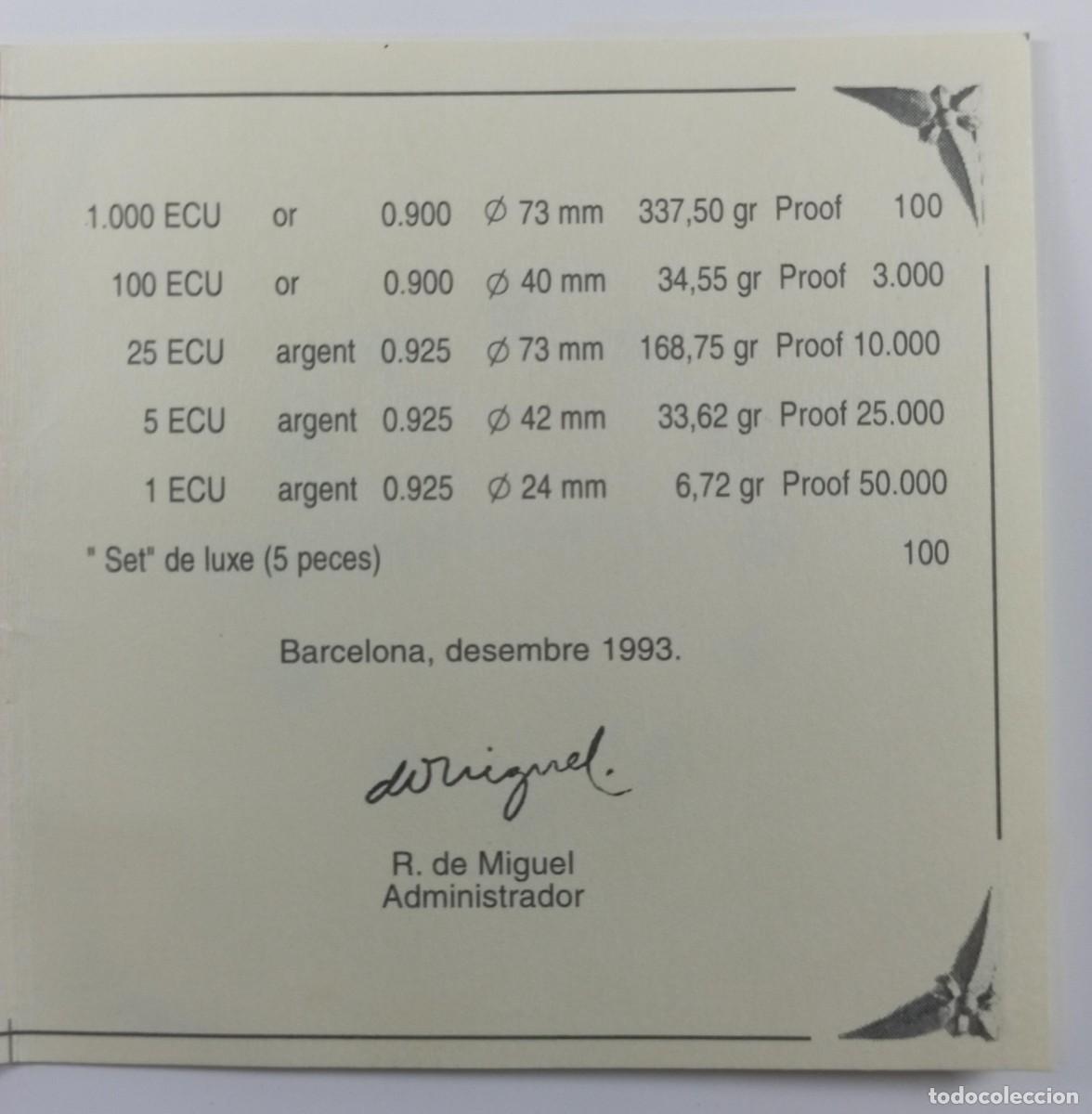 Euros: Moneda de Espa&ntilde;a 1 ecu de 1993 de plata - Foto 2
