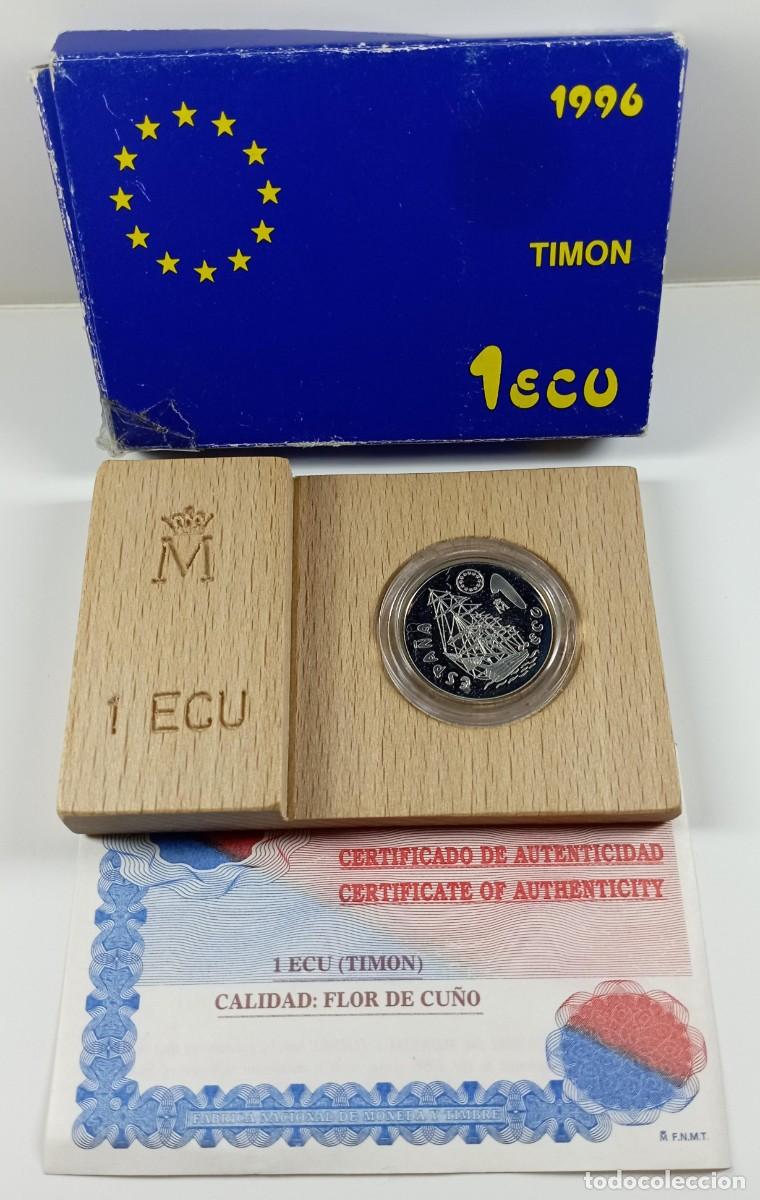 Euros: Moneda de Espa&ntilde;a 1 ecu de 1996 Tim&oacute;n de plata (con estuche)