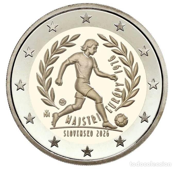 Euros: ESLOVAQUIA 2 E. 2026 CONM. CHECOSLOVAQUIA CAMPEON EUROCOPA 1976 S/C -
