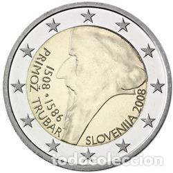 Euros: ESLOVENIA 2008. MONEDA DE 2 EUROS CONMEMORATIVA DE PRIMOZ TRUBAR. SIN CIRCULAR.