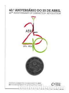 Euros: PORTUGAL 2014. COINCARD DE 2 &euro; DEDICADO AL PUENTE DEL 25 DE ABRIL.