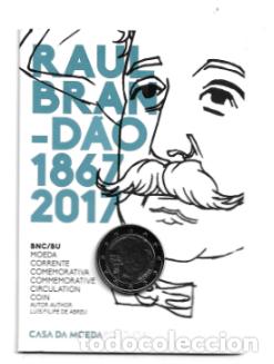 Euros: PORTUGAL 2017. COINCARD DE 2 &euro; DEDICADO AL 150&ordm; ANIVERSARIO DE RAUL BRANDAO.