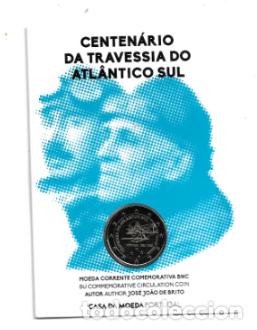 Euros: PORTUGAL 2022. COINCARD DE 2 &euro; DEDICADO AL CENTENARIO DE LA TRAVESIA DEL ATLANTICO SUR.