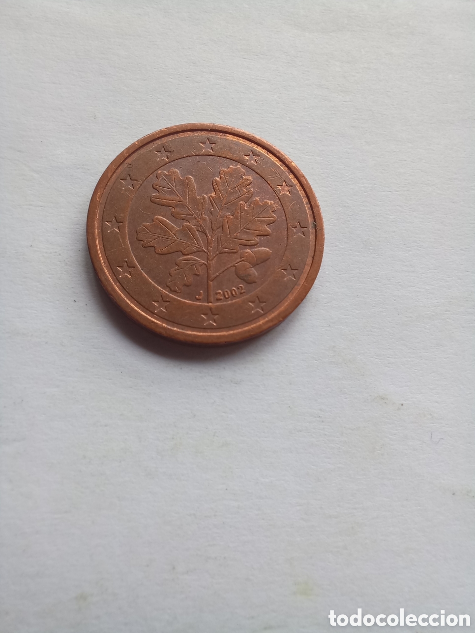 Euros: MONEDA 2 C&Eacute;NTIMOS DE EURO ALEMANIA - A&Ntilde;O 2002, CECA J (HOJAS DE ROBLE)