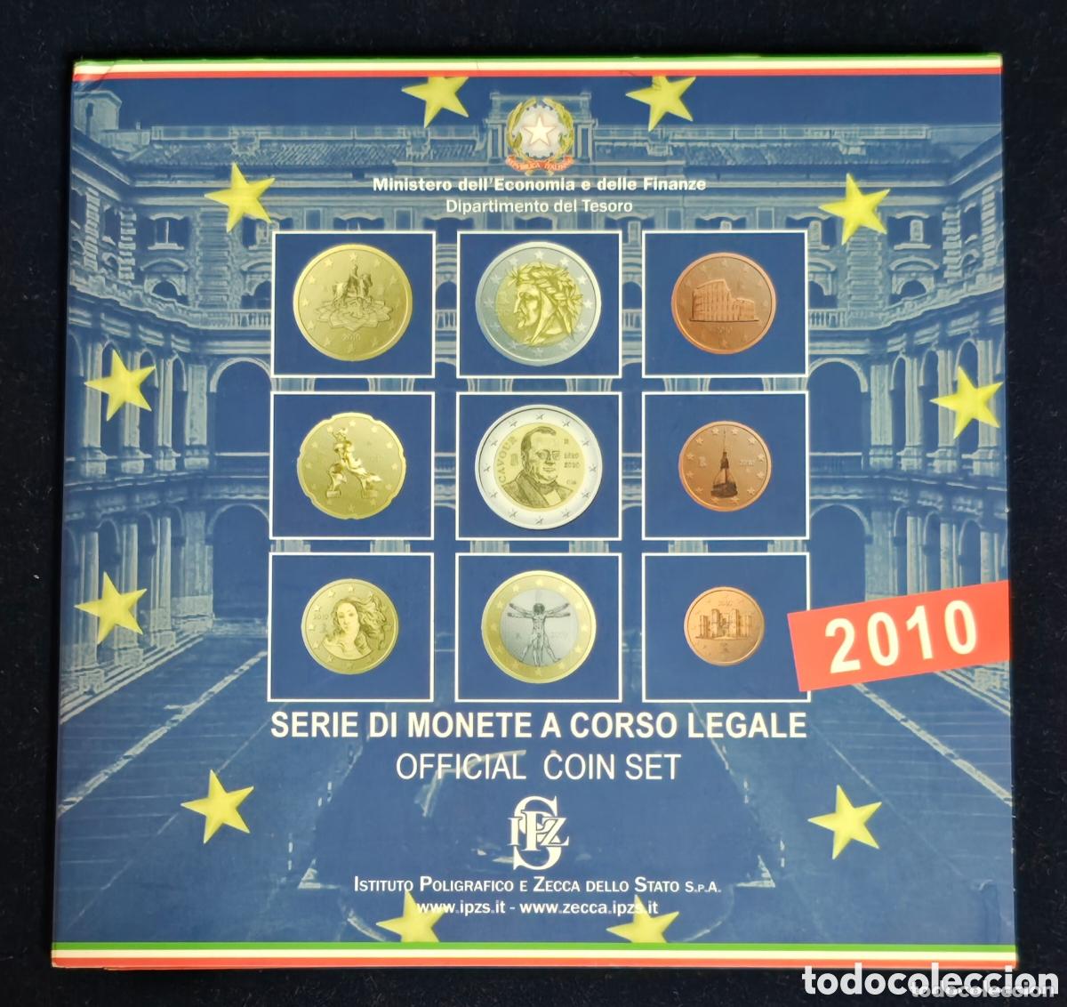 Euros: ITALIA 2010. EUROSET, CARTERA DE 9 VALORES DE 1 c. A 2 &euro; Y CONMEMORATIVA 2 &euro; DEL CONDE DE CAVOUR.