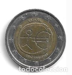 Euros: ESPA&Ntilde;A 2009. MONEDA 2 &euro; CONMEMORATIVA DE LA UNION ECONO MICA Y MONETARIA (EMU). CIRCULADA.