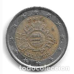 Euros: ESPA&Ntilde;A 2009. MONEDA 2 &euro; CONMEMORATIVA DEL X ANIVERSARIO DEL &euro; (TYE). CIRCULADA.