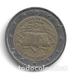 Euros: IRLANDA 2007. MONEDA 2 &euro; CONMEMORATIVA DEL TRATADO DE ROMA (TDR). CIRCULADA.