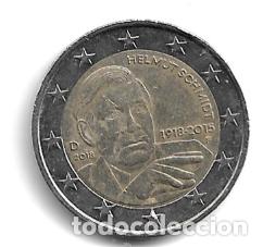 Euros: ALEMANIA 2018. MONEDA 2 &euro; CONMEMORATIVA HELMUT SCHMIDT. CECA F. CIRCULADA.