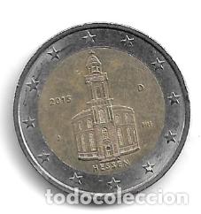 Euros: ALEMANIA 2015. MONEDA 2 &euro; CONMEMORATIVA DE LA IGLESIA DE SAN PABLO. FRANKFURT. CECA J. CIRCULADA.