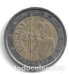 Euros: ESPA&Ntilde;A 2005. MONEDA DE 2 &euro; CONMEMORATIVA DE D. QUIJOTE DE LA MANCHA. CIRCULADA.