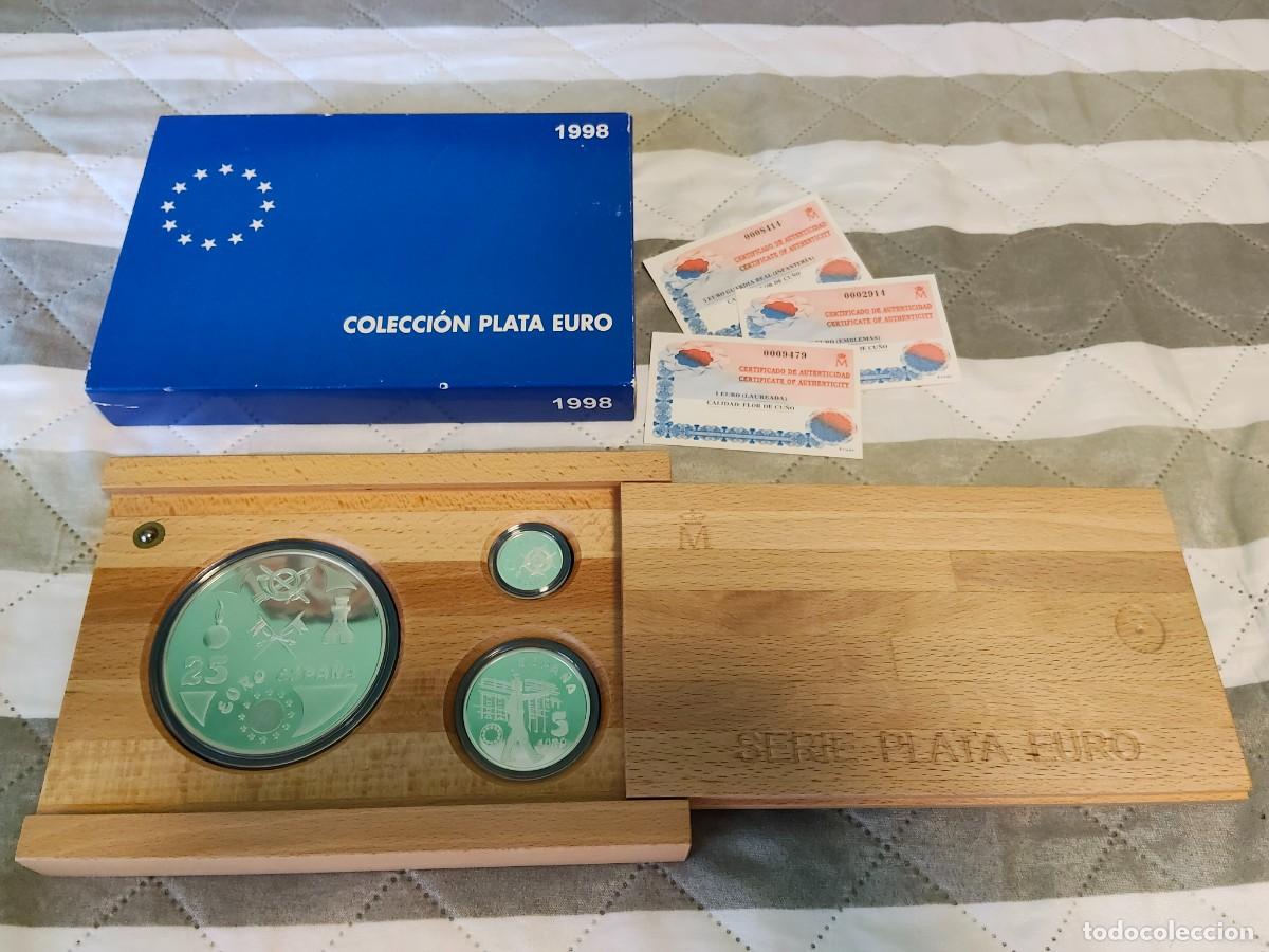Euros: espa&ntilde;a Estuche EUROS a&ntilde;o 1998. Serie completa de 3 valores PLATA. Ej&eacute;rcito de Tierra.