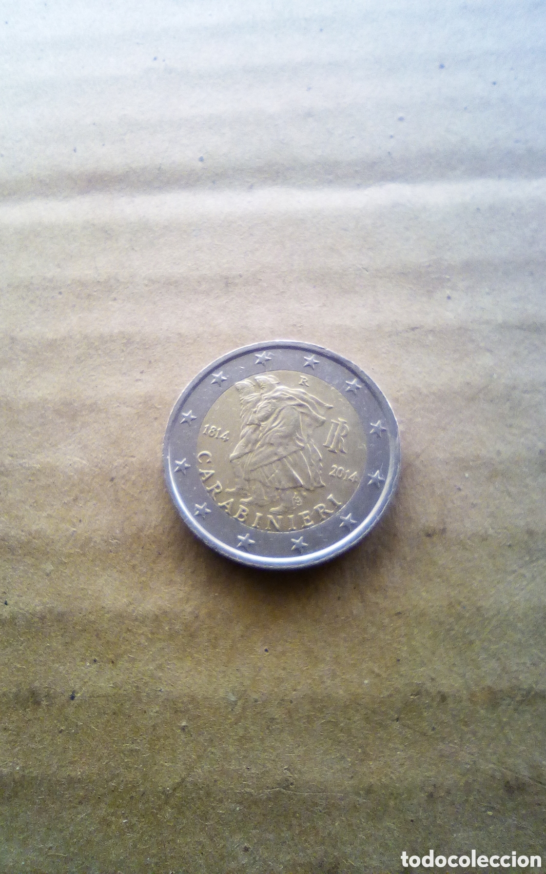 Euros: Moneda 2 &euro; conmemorativa. 200 aniversario Carabinieri 1814-2014. Rep&uacute;blica Italiana. Circulada, bien