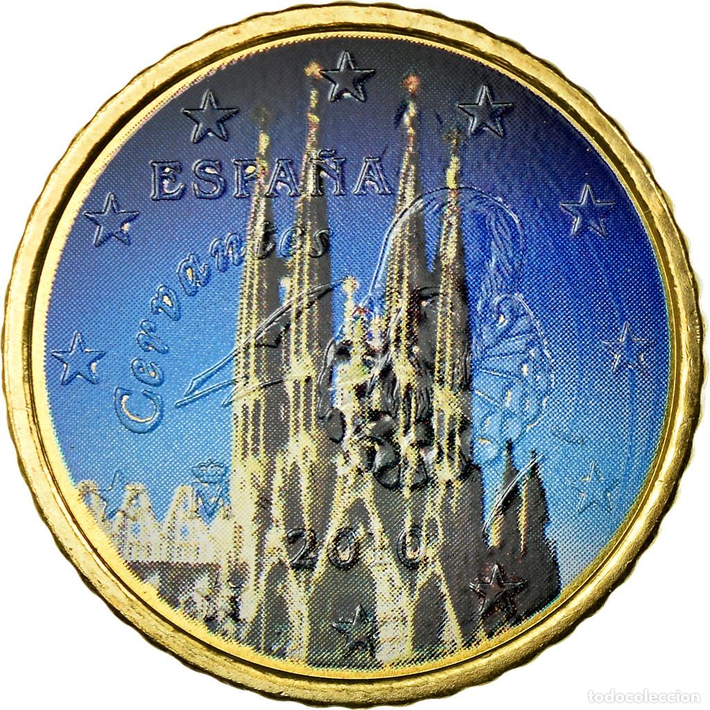 Euros: [#756584] Espa&ntilde;a, 50 Euro Cent, Sagrada Familia, 2010, Colorised, EBC, Lat&oacute;n, KM:1149
