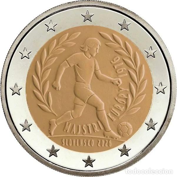 Euros: ESLOVAQUIA 2026. MONEDA DE 2 &euro; CONMEMORATIVA DE 50&ordm; CHECOSLOVAQUIA CAMPEONA DE EUROPA 1976. S. C.