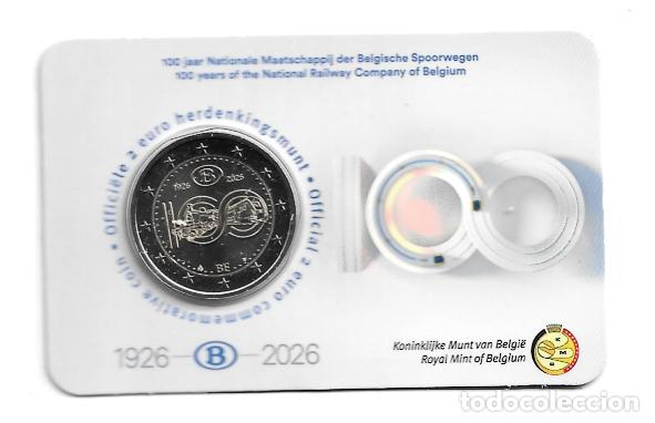 Euros: BELGICA 2026. COINCARD DE 2 &euro; DEDICADO A LOS 100 A&Ntilde;OS DE LOS FERROCARRILES DEL ESTADO. V. ALEMANA