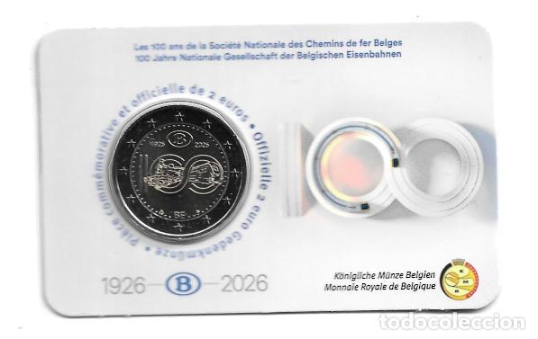 Euros: BELGICA 2026. COINCARD DE 2 &euro; DEDICADO A LOS 100 A&Ntilde;OS DE LOS FERROCARRILES DEL ESTADO. V. FRANCESA