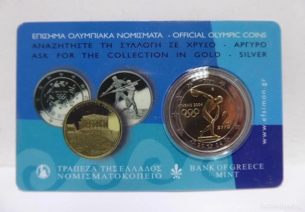 Euros: Moneda Oficial 2 &euro; Juegos Ol&iacute;mpicos Atenas 2004 | Grecia | Blister Oficial Numerado | BU Sin Circula