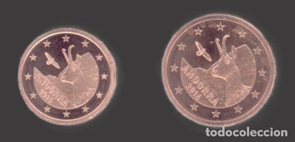 Euros: Andorra 1 Cent and 2 Cent 2014 Unicrculated UNC