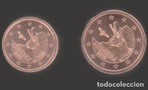 Euros: Andorra 1 Cent and 2 Cent 2015 Unicrculated UNC - Foto 1