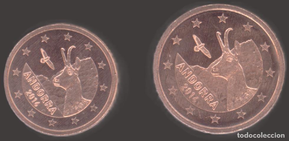 Euros: Andorra 1 Cent and 2 Cent 2016 Unicrculated UNC - Foto 1