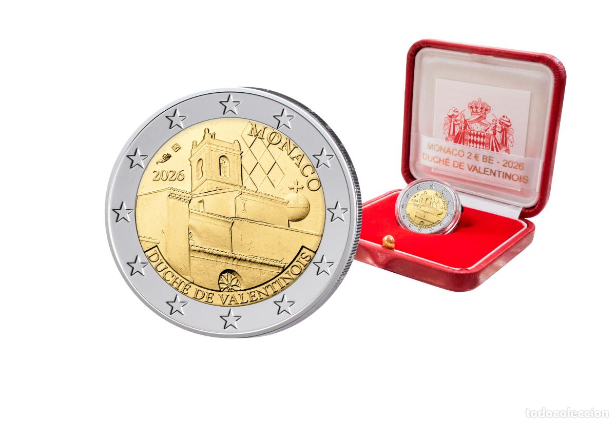 Euros: MONACO 2026. MONEDA DE 2 &euro; CONMEMORATIVA DEL DUQUE DE VALENTINOIS. CON CAJA Y CERTIFICADO. BE