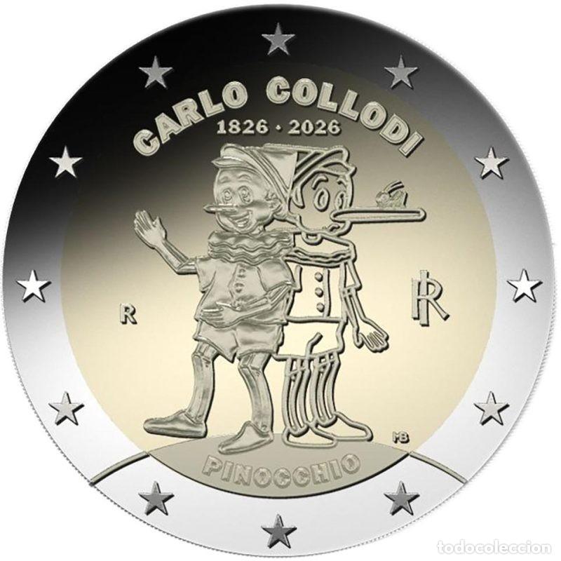 Euros: Italia 2 euro 2026 - 200 aniversario del nacimiento de Carlo Collodi (tirada 250.000 und)