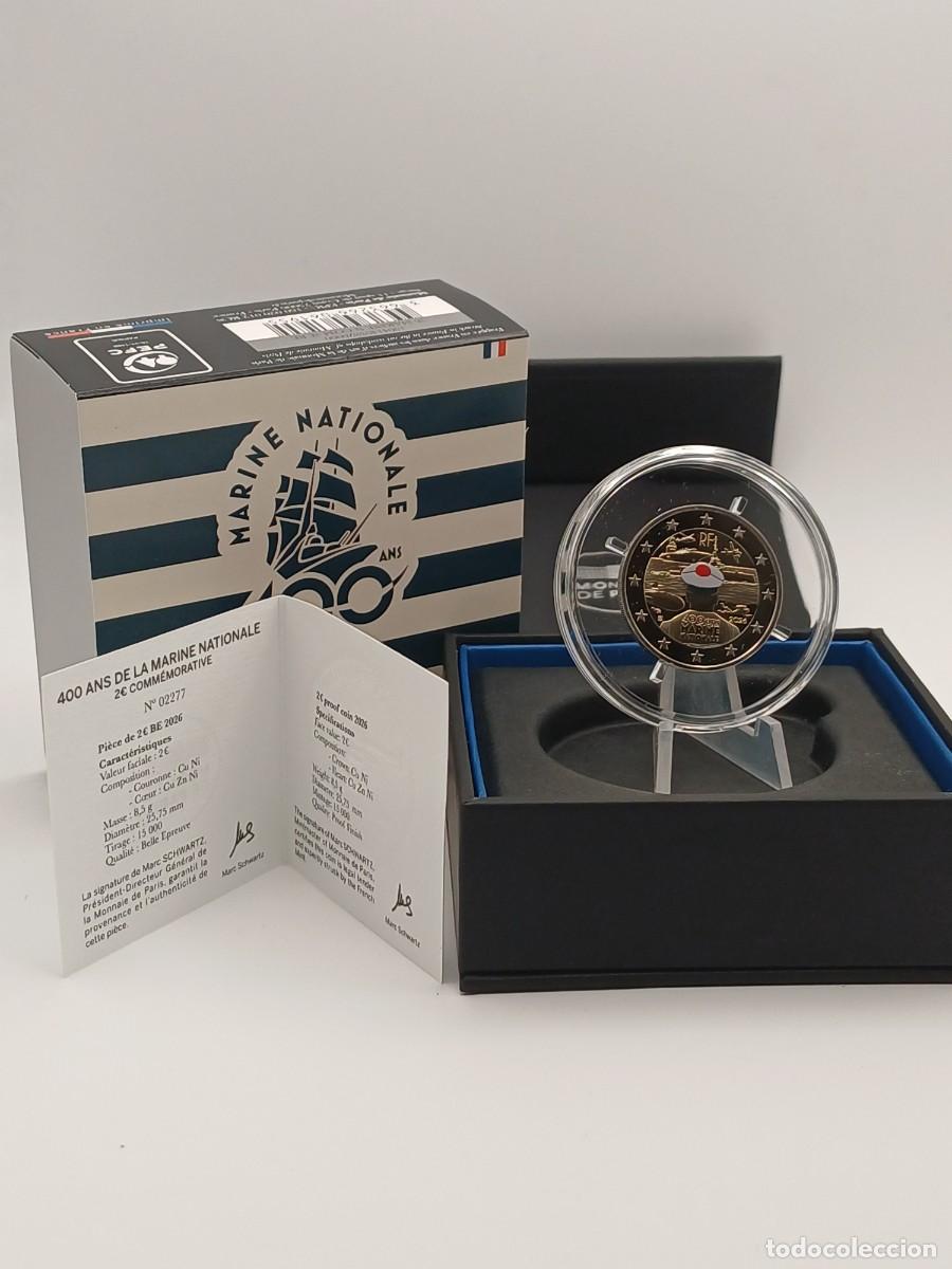 Euros: FRANCIA 2 EURO 2026 CONM. 400 A&Ntilde;OS DE LA ARMADA FRANCESA - PROOF COLOR -