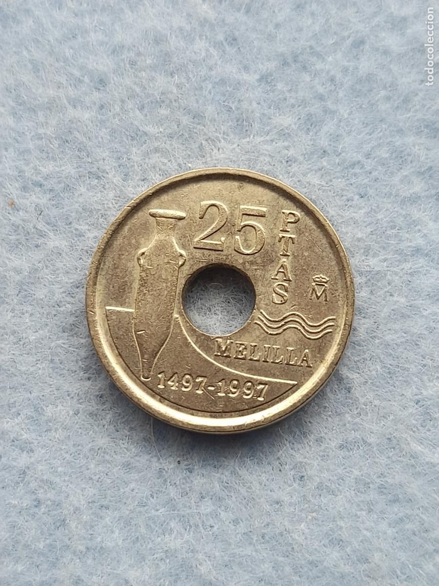 Euros: Juan Carlos I. 25 Pesetas. A&ntilde;o 1997.