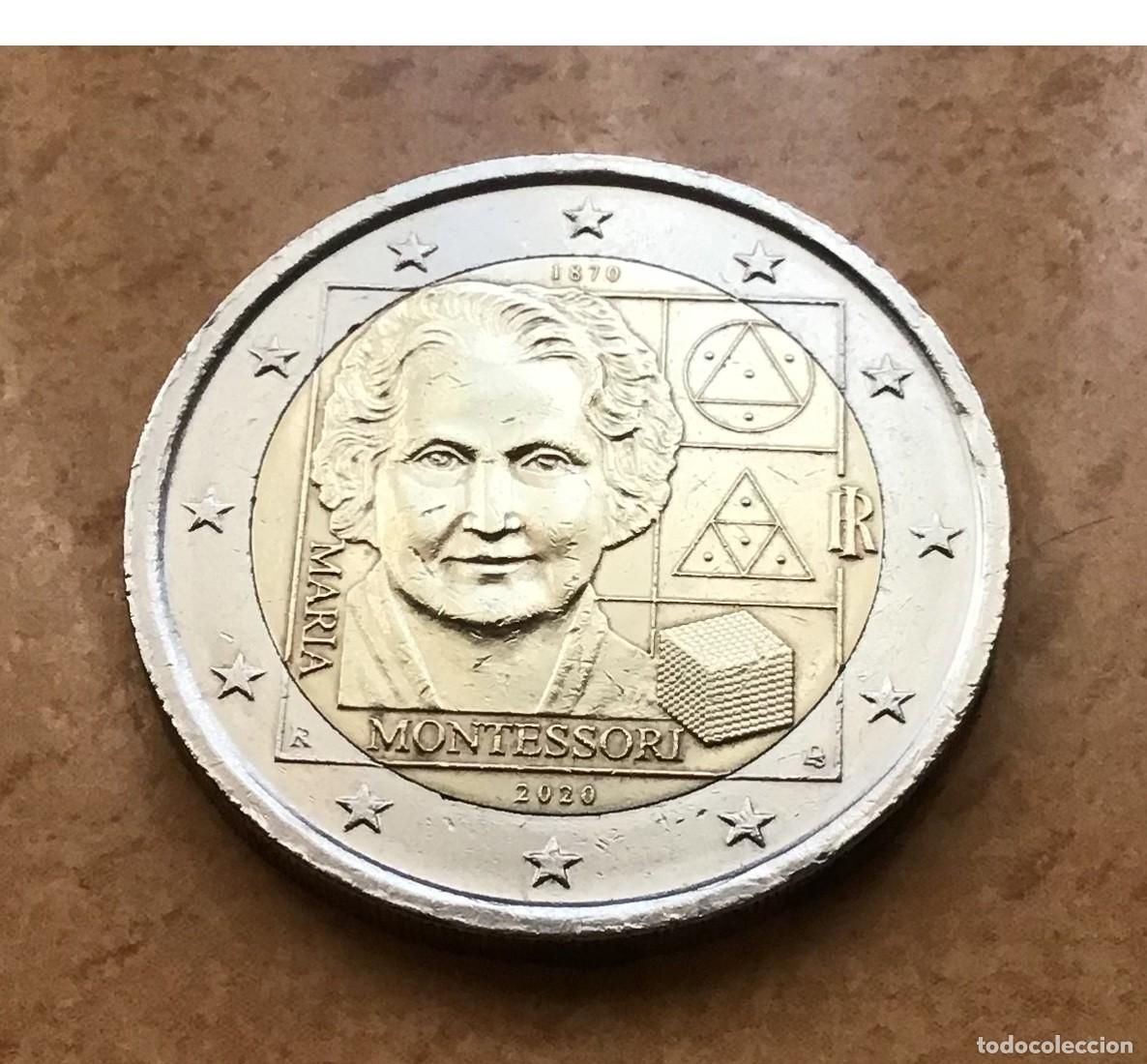Euros: 2 euros conmemorativos de Italia. Mar&iacute;a Montessori. A&ntilde;o 2020. Circulada EBC