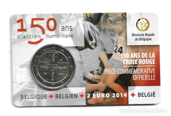 Euros: BELGICA 2014. COINCARD DE 2 EUROS DEDICADO A LA CRUZ ROJA. VERSION FRANCESA.