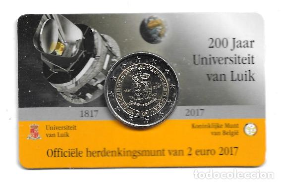 Euros: BELGICA 2017. COINCARD DE 2 EUROS DEDICADO A LA UNIVERSIDAD DE LIEJA. VERSION ALEMANA.